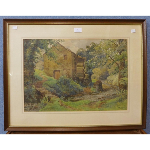 6 - T.E. Taylor, Old Mill, watercolour, 36 x 53cms, framed