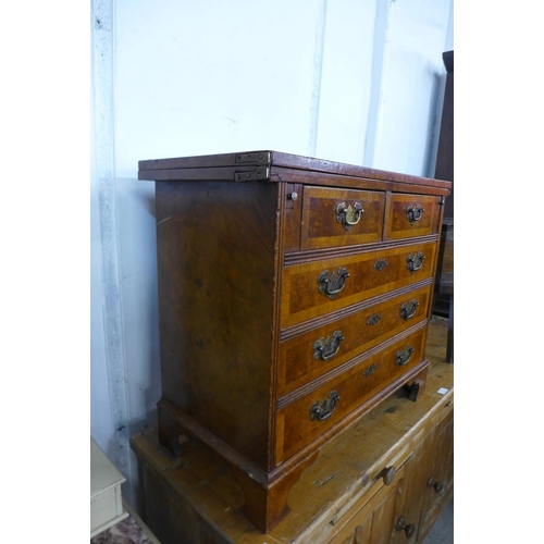 70 - A George I style walnut and burr walnut bachelor's chest of drawers, 62cms h, 71cms w, 36cms d