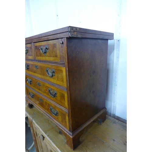 70 - A George I style walnut and burr walnut bachelor's chest of drawers, 62cms h, 71cms w, 36cms d