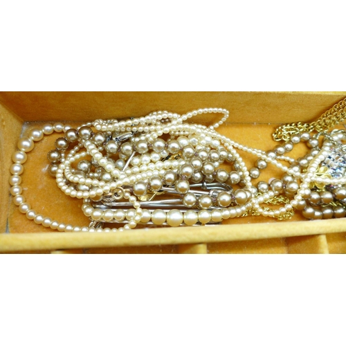 755 - Costume jewellery including faux pearls, cased