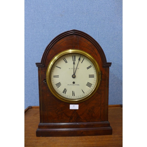 27 - A George IV mahogany lancet shaped fusee bracket clock, the painted dial signed M. Clayton, Manchest... 