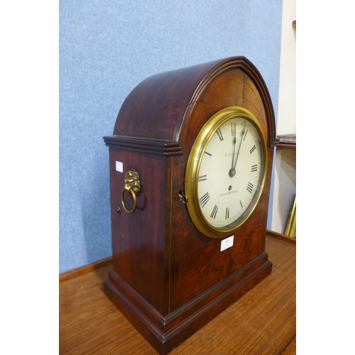 27 - A George IV mahogany lancet shaped fusee bracket clock, the painted dial signed M. Clayton, Manchest... 