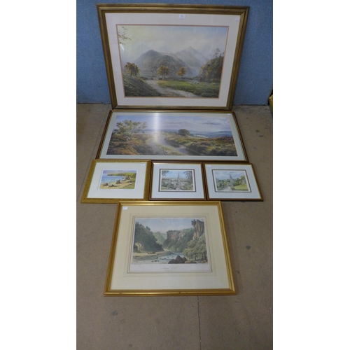 385 - Two Rex Preston prints and four others