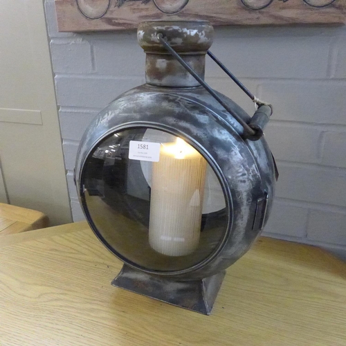 1372 - An industrial style porthole lantern with natural glow candle (2068228)   #