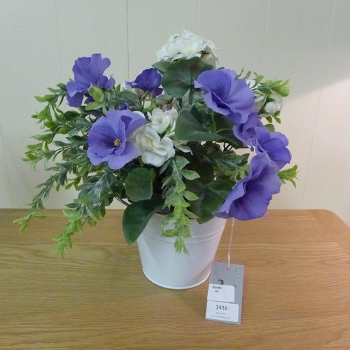 1397 - A potted pansy and geranium mix in a white ceramic pot (50722707)  #