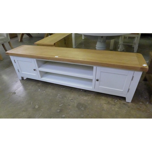 1408 - A large oak and white TV stand  *This lot is subject to VAT