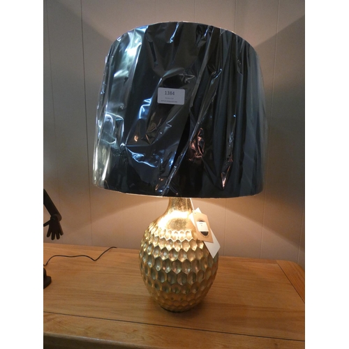 1423 - A gold base lamp with black velvet shade (2070825)   #