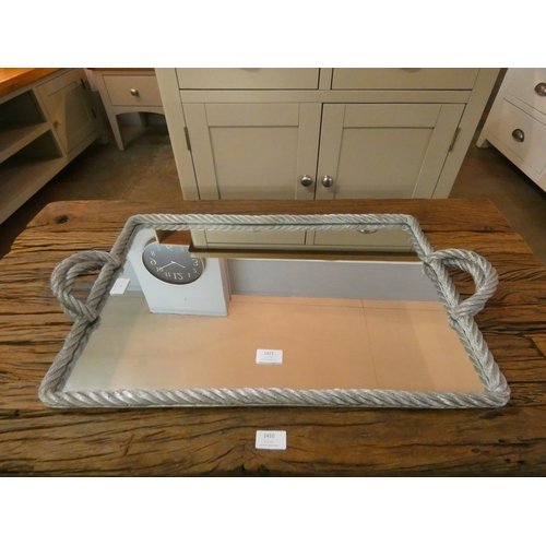 1494 - A silver rope twist two handled mirrored tray (19043025)   #