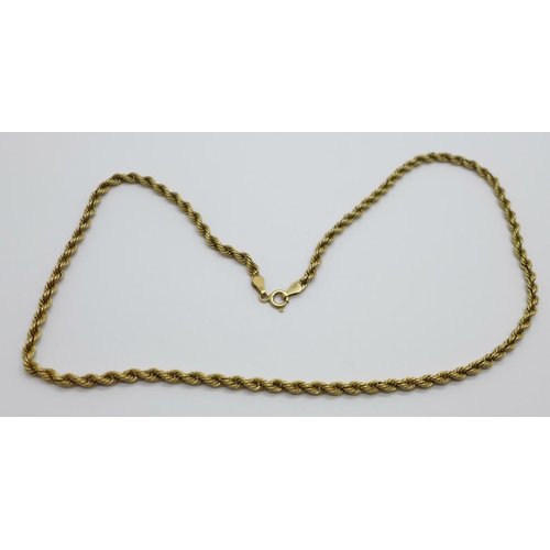 1032 - A 9ct gold rope chain, 4.8g, 46cm