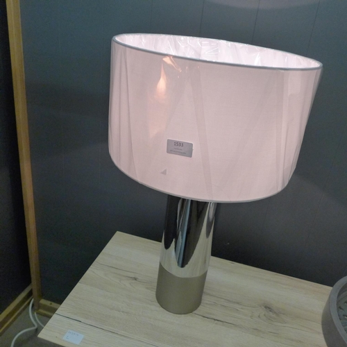 1536 - A chrome and brushed chrome table lamp with shade (425042)   #