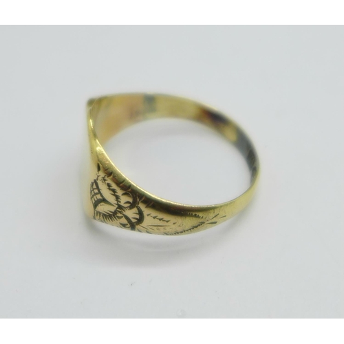 1044 - An 18ct gold signet ring, Chester 1904, 3.4g, M