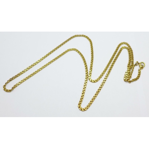 1068 - A yellow metal chain, continental mark, 7.3g, 60cm