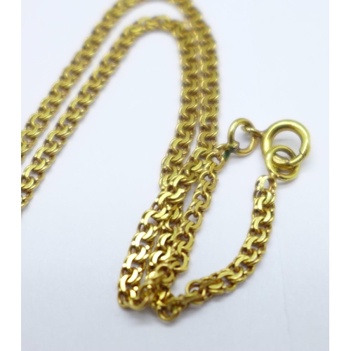 1068 - A yellow metal chain, continental mark, 7.3g, 60cm