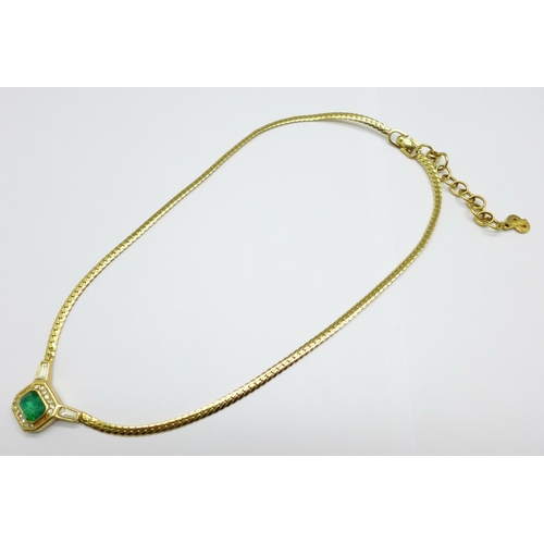 1070 - A Christian Dior green stone necklace, 42cm