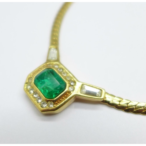 1070 - A Christian Dior green stone necklace, 42cm