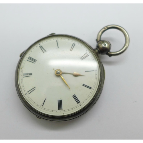 1085 - A silver cased fob watch, West & Son, Dublin