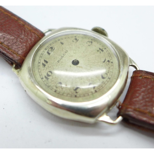 1103 - A gentleman's silver Rolco by Rolex wristwatch, Dennison case hallmarked Birmingham 1935, 28mm case,... 