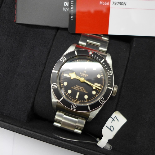 1106 - A Tudor Black Bay wristwatch, as new, purchased 30.8.2019, with box and papers