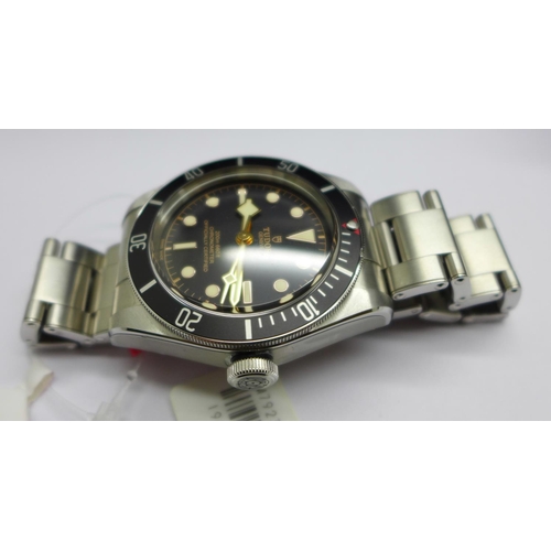 1106 - A Tudor Black Bay wristwatch, as new, purchased 30.8.2019, with box and papers