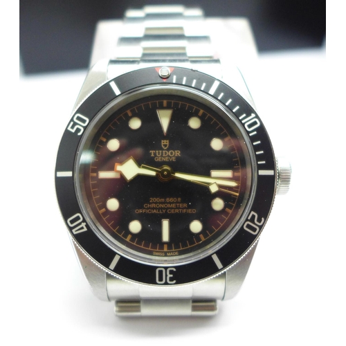 1106 - A Tudor Black Bay wristwatch, as new, purchased 30.8.2019, with box and papers