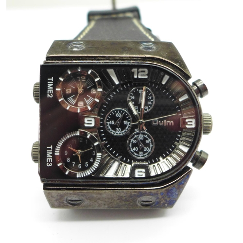 1115 - A large Oulm multi-time zone wristwatch, 47mm case