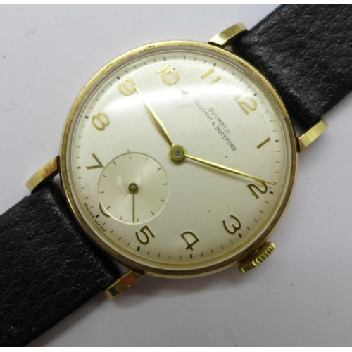 1117 - A 9ct gold cased Ollivant & Botsford Duomatic wristwatch, 30mm case