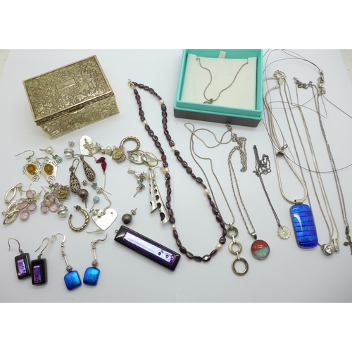 1139 - Silver and silver mounted jewellery;- ten necklaces and nineteen pairs of earrings, one pair with ma... 