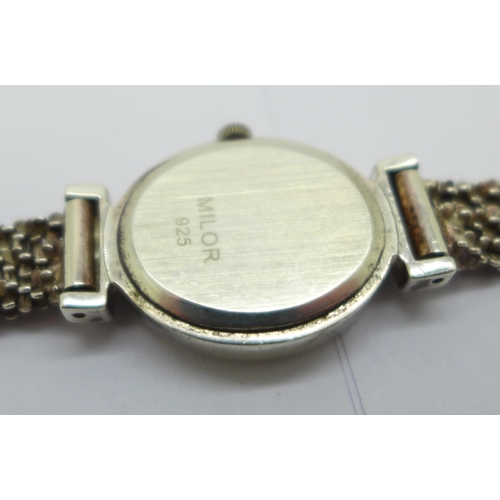 1153 - A silver wristwatch with mother of pearl dial