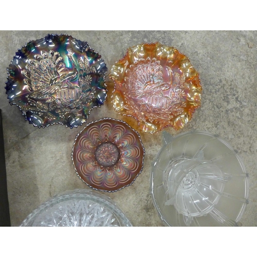 1183 - Two boxes of mixed cut glass and crystal, a heavy cut glass vase, bowl and jug, etc. **PLEASE NOTE T... 