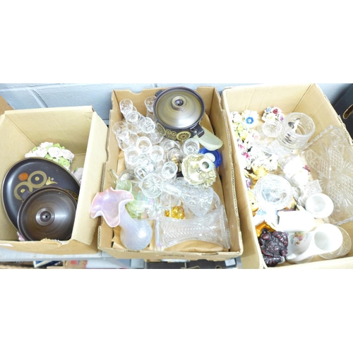 1187 - Three boxes of china, glass and three pieces of Denby Arabesque **PLEASE NOTE THIS LOT IS NOT ELIGIB... 