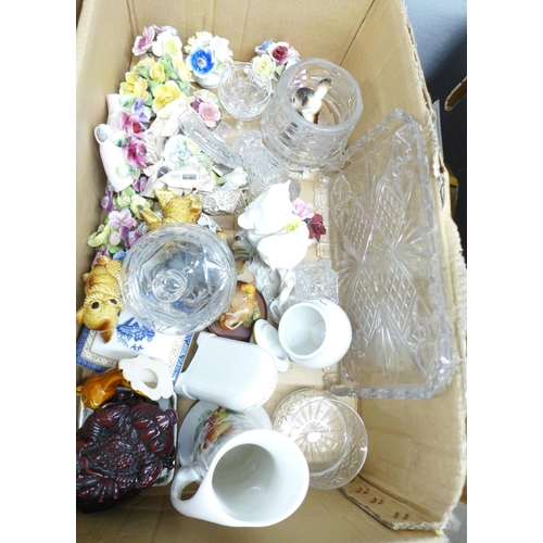 1187 - Three boxes of china, glass and three pieces of Denby Arabesque **PLEASE NOTE THIS LOT IS NOT ELIGIB... 