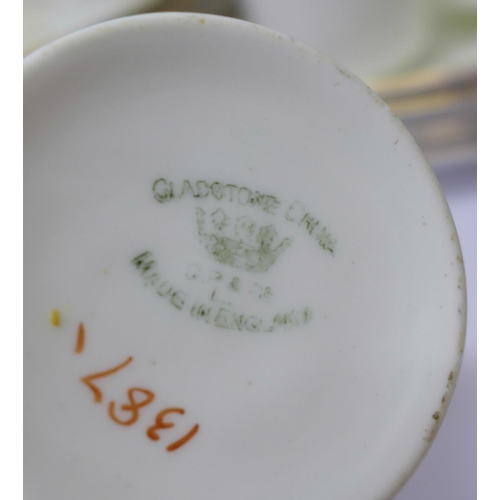 1201 - Gladstone china tea ware, two cups cracked, other small chips **PLEASE NOTE THIS LOT IS NOT ELIGIBLE... 