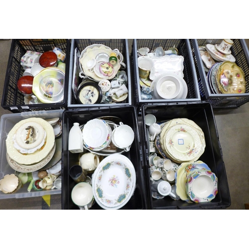 1206 - Seven boxes of mixed decorative china, teawares, plates, teapots, etc. **PLEASE NOTE THIS LOT IS NOT... 