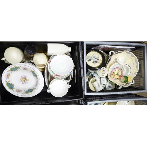 1206 - Seven boxes of mixed decorative china, teawares, plates, teapots, etc. **PLEASE NOTE THIS LOT IS NOT... 