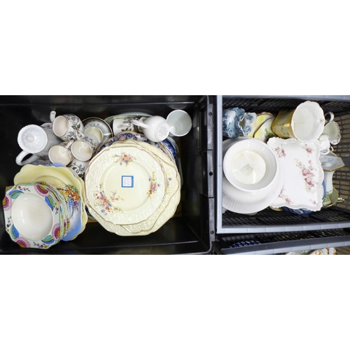 1206 - Seven boxes of mixed decorative china, teawares, plates, teapots, etc. **PLEASE NOTE THIS LOT IS NOT... 