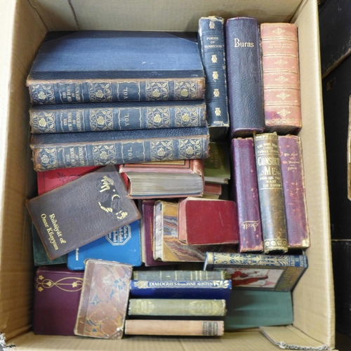 1217 - Four boxes of mixed books, including 19th Century Life and Works of Robert Burns, four Myth and Lege... 