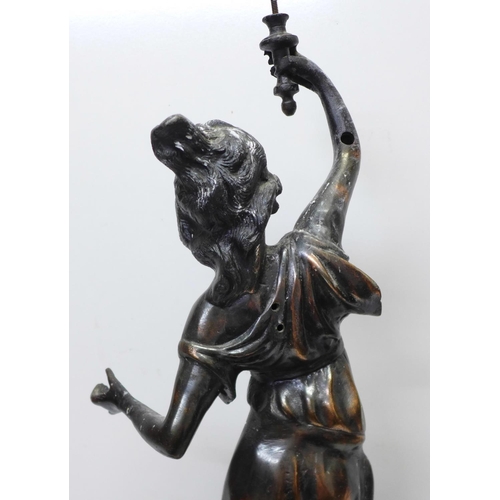 613 - Two spelter figures of ladies, tallest 69cm