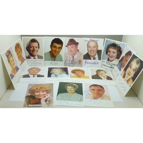 665 - A collection of signed photograph cards, Coronation Street cast, (31)