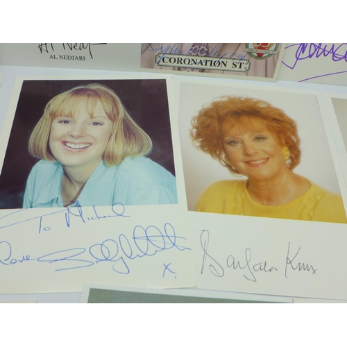 665 - A collection of signed photograph cards, Coronation Street cast, (31)