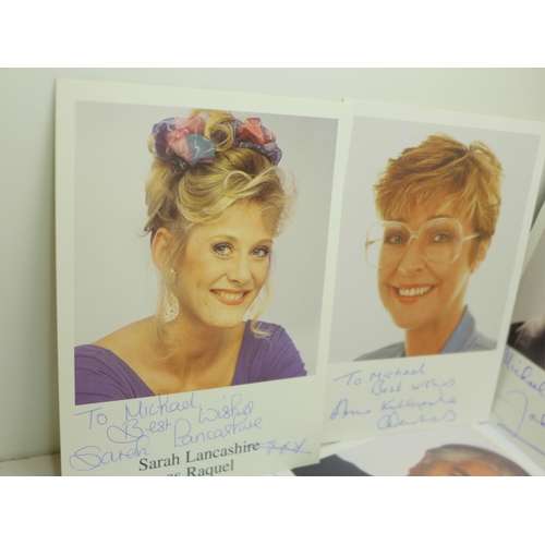 665 - A collection of signed photograph cards, Coronation Street cast, (31)