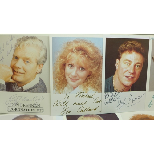 665 - A collection of signed photograph cards, Coronation Street cast, (31)