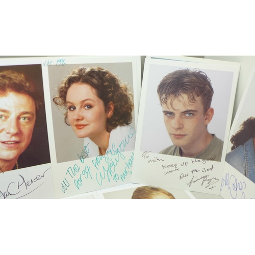 665 - A collection of signed photograph cards, Coronation Street cast, (31)