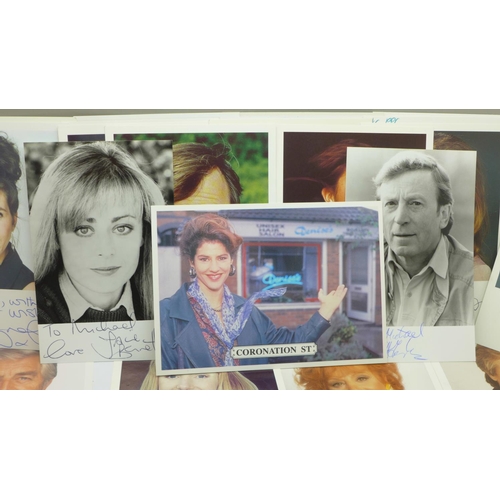 665 - A collection of signed photograph cards, Coronation Street cast, (31)