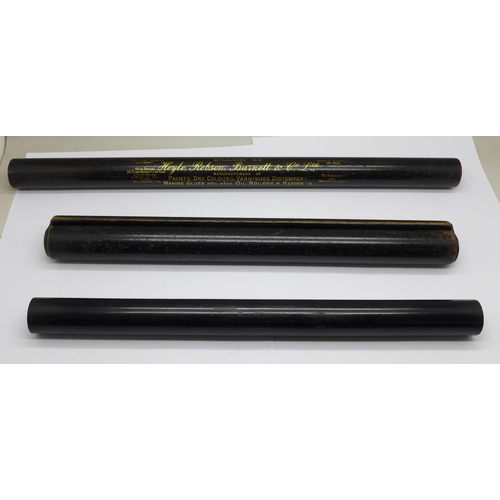 667 - An ebony rolling ruler and two ebonised rolling rulers, one with firm's advertising, 'Hoyle, Robson,... 