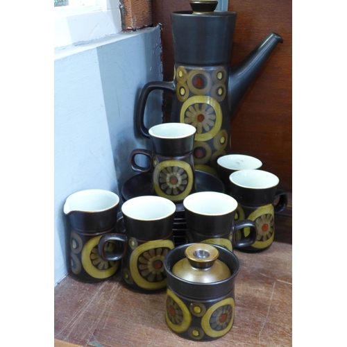 682 - A Denby Arabesque six setting coffee service, lacking one cup