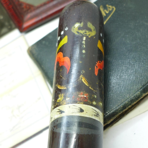 684 - A Merthyr Tydfil Borough police truncheon, photographs and an autograph book