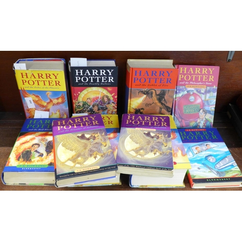 692 - Ten Harry Potter books including five first editions, Order of The Phoenix x3, Deathly Hallows and H... 