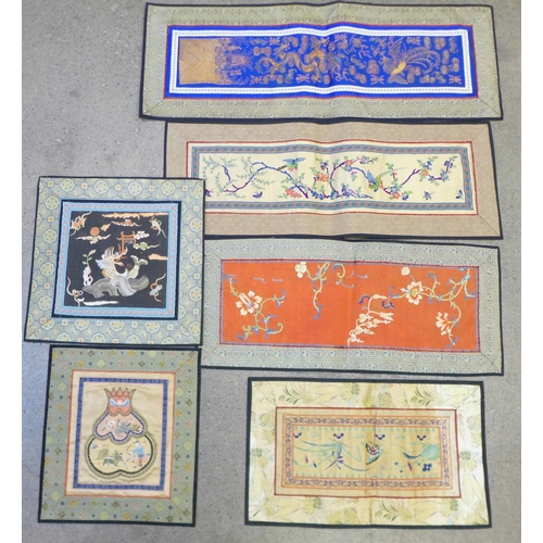 700 - Six Chinese silk embroidered panels