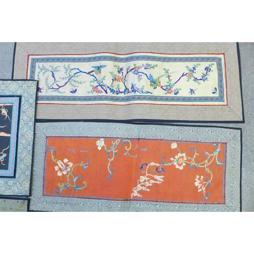 700 - Six Chinese silk embroidered panels