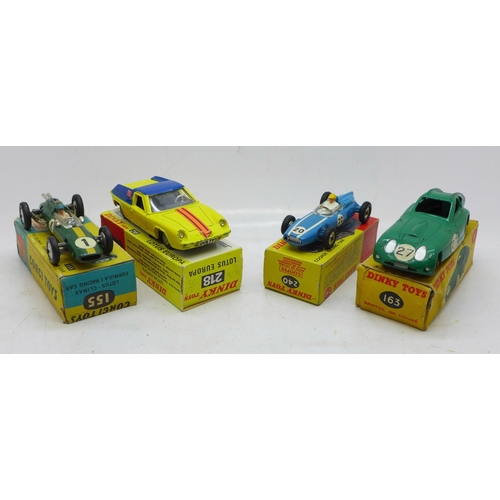 706 - One Corgi  Toys and three Dinky Toys die-cast vehicles, 155c, 218, 240 and 163, boxed